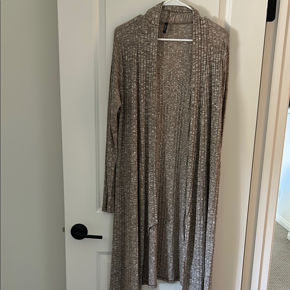 Women's Tan Open-Front Sweater